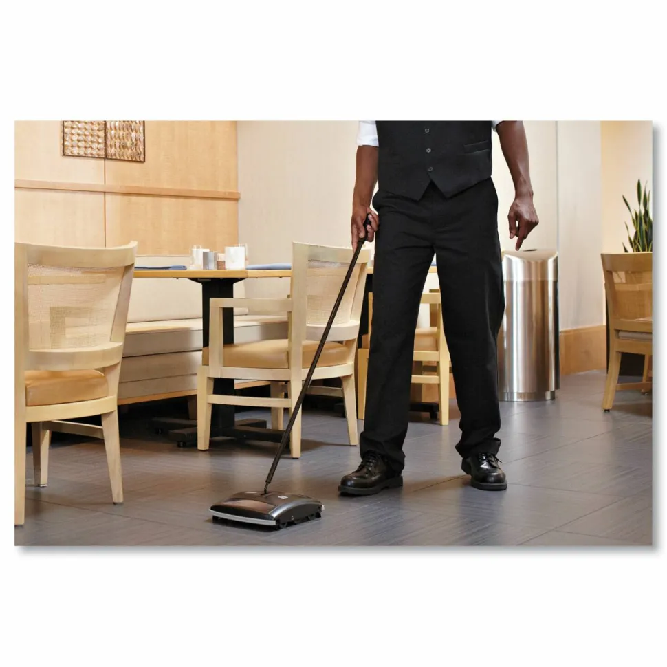 Rubbermaid Commercial Brushless Mechanical Sweeper, 44" Handle, Black/Yellow
