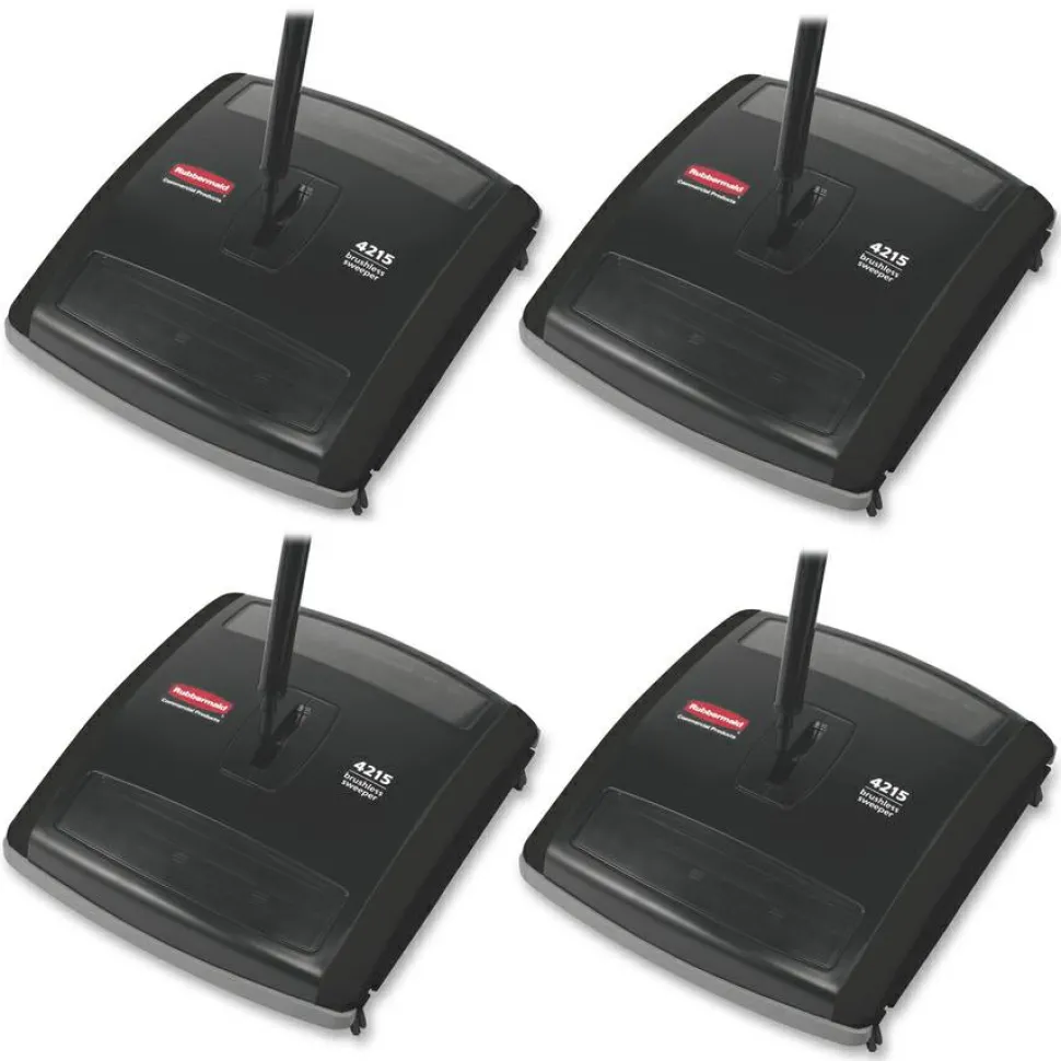 Rubbermaid Commercial Brushless Mechanical Sweeper, 44" Handle, Black/Yellow