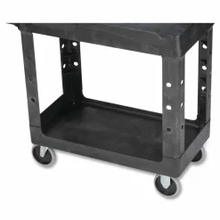 Rubbermaid Commercial BRUTE Heavy-Duty Utility Cart with Lipped Shelves, Plastic, 2 Shelves, 500 lb Capacity, 17.13