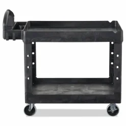Rubbermaid Commercial BRUTE Heavy-Duty Utility Cart with Lipped Shelves, Plastic, 2 Shelves, 500 lb Capacity, 17.13