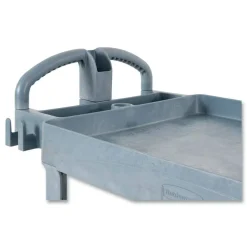 Rubbermaid Commercial BRUTE Heavy-Duty Ergo Handle Utility Cart, Plastic, Two Shelves, 500 lb Capacity, 25.5" x 44" x 39", Gray