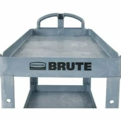 Rubbermaid Commercial BRUTE Heavy-Duty Ergo Handle Utility Cart, Plastic, Two Shelves, 500 lb Capacity, 25.5