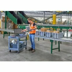 Rubbermaid Commercial BRUTE Heavy-Duty Ergo Handle Utility Cart, Plastic, Two Shelves, 500 lb Capacity, 25.5