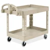 Rubbermaid Commercial BRUTE Heavy-Duty Utility Cart with Lipped Shelves, Plastic, 2 Shelves, 500 lb Capacity, 25.9" x 45.2" x 32.2", Beige