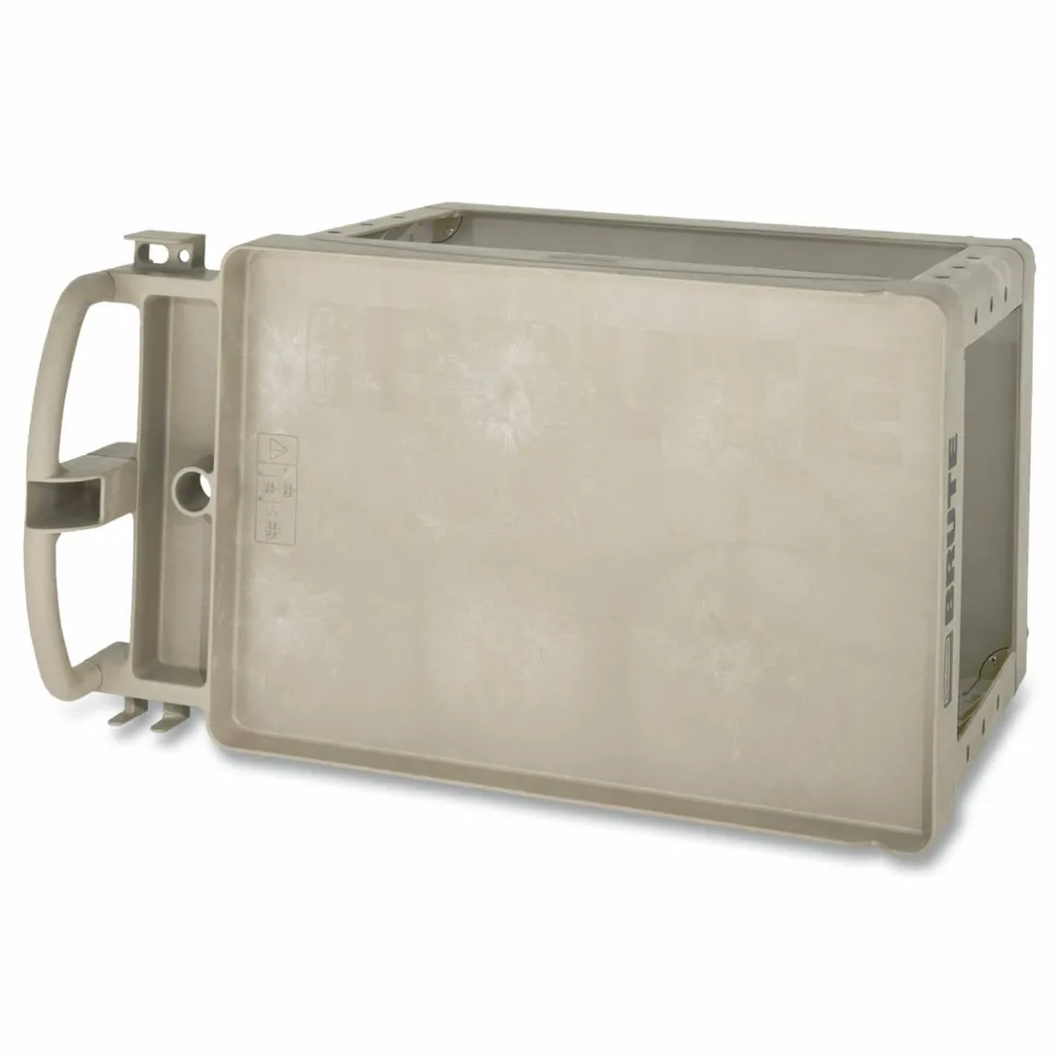 Rubbermaid Commercial BRUTE Heavy-Duty Utility Cart with Lipped Shelves, Plastic, 2 Shelves, 500 lb Capacity, 25.9" x 45.2" x 32.2", Beige