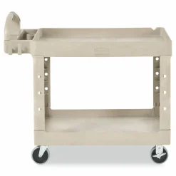 Rubbermaid Commercial BRUTE Heavy-Duty Utility Cart with Lipped Shelves, Plastic, 2 Shelves, 500 lb Capacity, 25.9