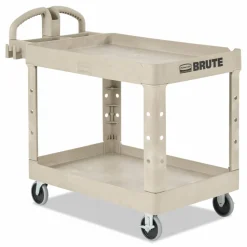 Rubbermaid Commercial BRUTE Heavy-Duty Utility Cart with Lipped Shelves, Plastic, 2 Shelves, 500 lb Capacity, 25.9