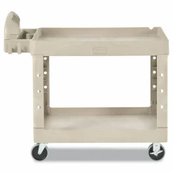 Rubbermaid Commercial BRUTE Heavy-Duty Utility Cart with Lipped Shelves, Plastic, 2 Shelves, 500 lb Capacity, 17.13