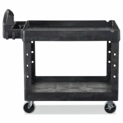 Rubbermaid Commercial BRUTE Heavy-Duty Utility Cart with Lipped Shelves, Plastic, 2 Shelves, 500 lb Capacity, 25.9