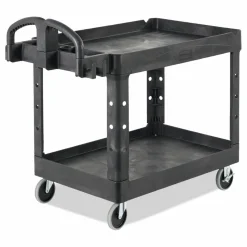 Rubbermaid Commercial BRUTE Heavy-Duty Utility Cart with Lipped Shelves, Plastic, 2 Shelves, 500 lb Capacity, 25.9