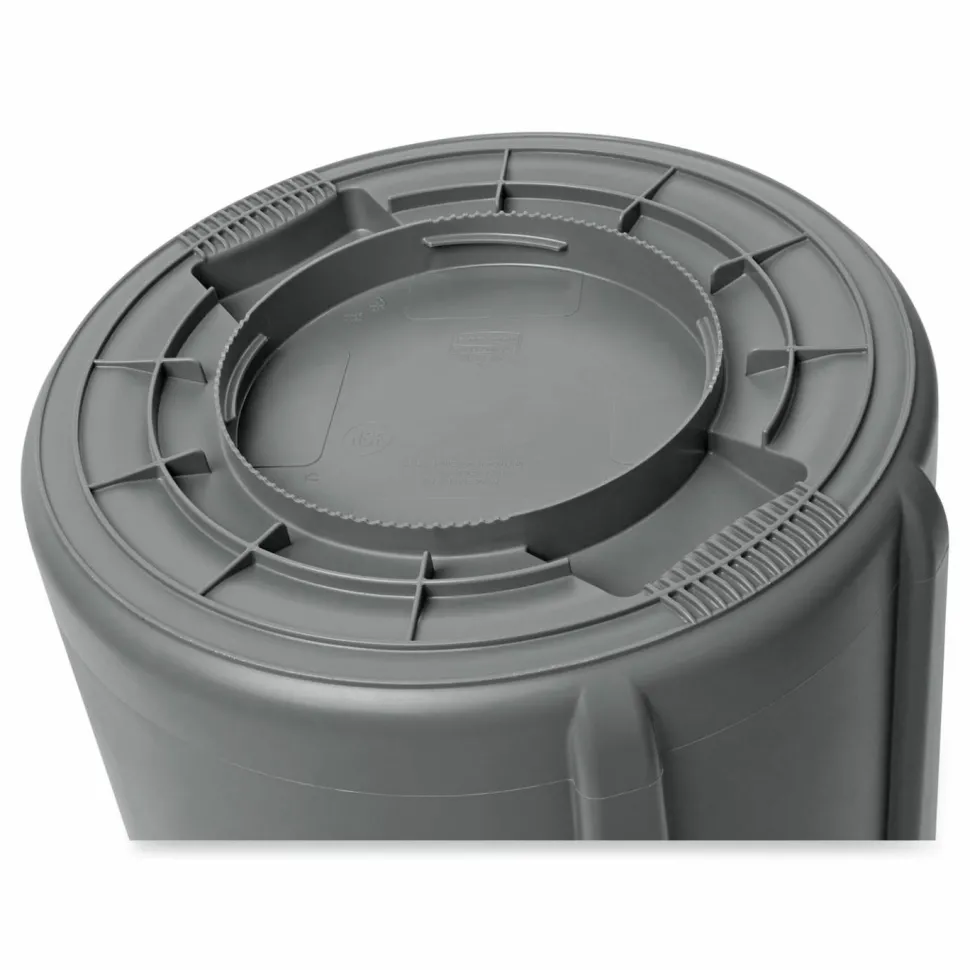 Rubbermaid Commercial BRUTE Round Plastic Refuse Container, 55 Gallon, Gray