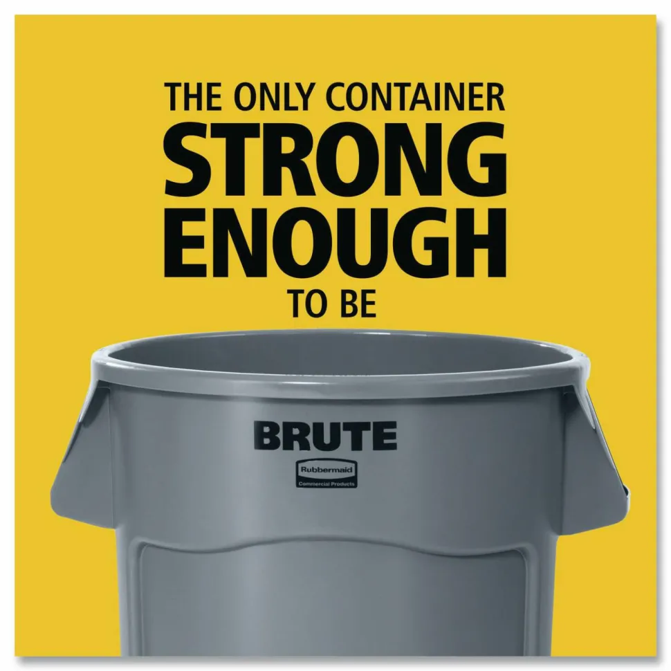Rubbermaid Commercial BRUTE Round Plastic Refuse Container, 55 Gallon, Gray