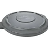 Rubbermaid Commercial Brute 32-Gallon Container Flat Lids - Round - Plastic - Gray - 6 / Carton
