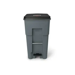 Rubbermaid Commercial BRUTE Rectangular Polyethylene Rollout Bin, Step-On, 65 Gallons, Gray