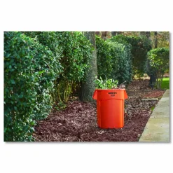 Rubbermaid Commercial Brute Round Container, 44 gal, Plastic, Orange