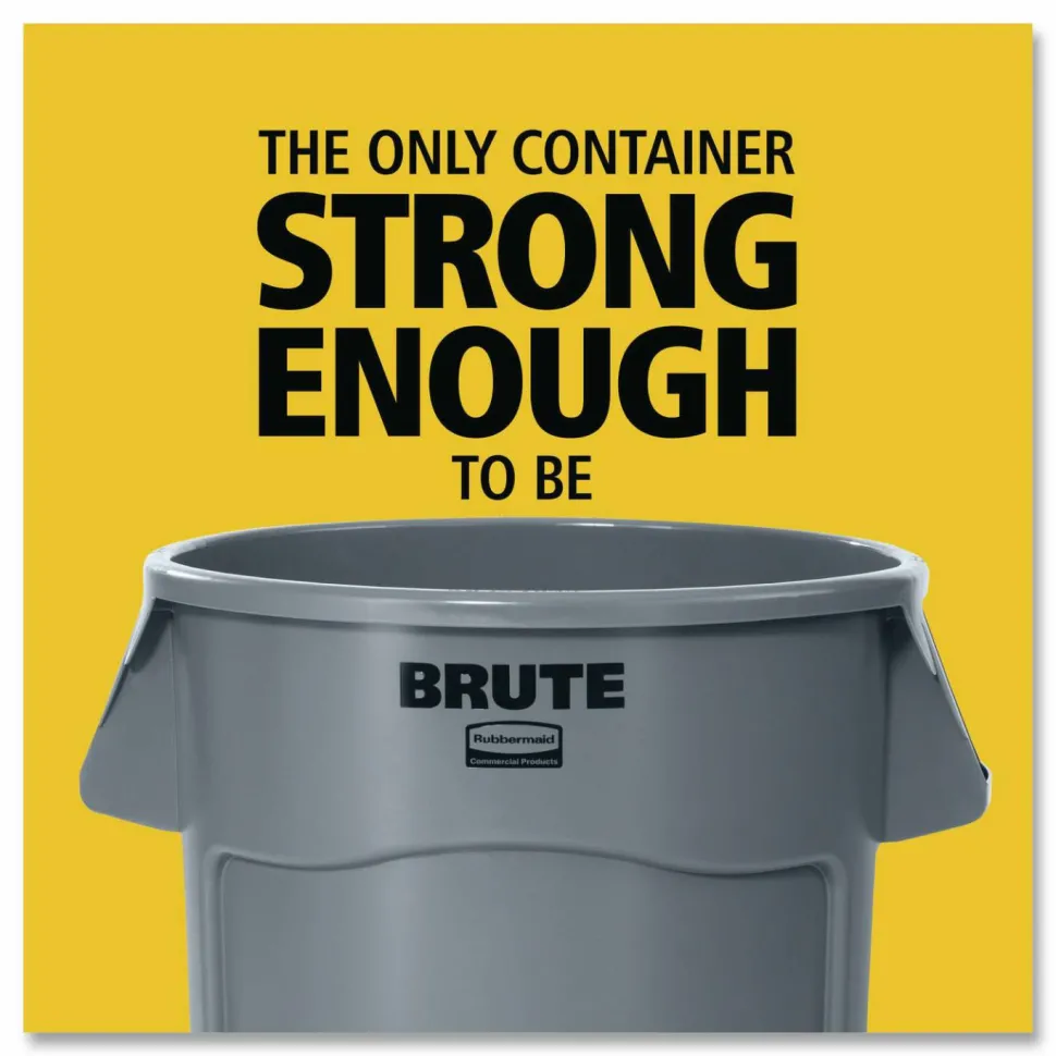 Rubbermaid Commercial Brute Round Container, 44 gal, Plastic, Orange