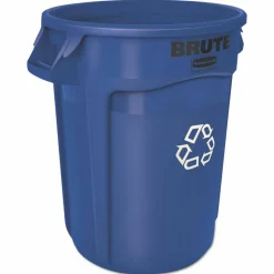 Rubbermaid Commercial Brute Recycling Container, 32 gal, Polyethylene, Blue