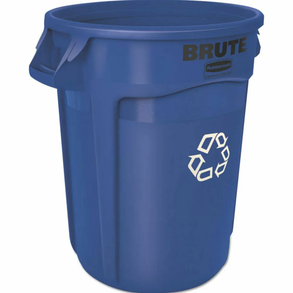 Rubbermaid Commercial Brute Recycling Container, 32 gal, Polyethylene, Blue