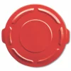 Rubbermaid Commercial BRUTE Self-Draining Flat Top Lids for 32 gal Round BRUTE Containers, 22.25" Diameter, Red