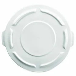 Rubbermaid Commercial BRUTE Self-Draining Flat Top Lids for 32 gal Round BRUTE Containers, 22.25" Diameter, White