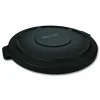 Rubbermaid Commercial BRUTE Self-Draining Flat Top Lids for 32 gal Round BRUTE Containers, 22.25" Diameter, Black