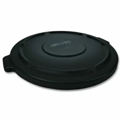 Rubbermaid Commercial BRUTE Self-Draining Flat Top Lids for 32 gal Round BRUTE Containers, 22.25" Diameter, Black