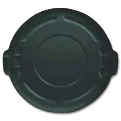 Rubbermaid Commercial BRUTE Self-Draining Flat Top Lids for 32 gal Round BRUTE Containers, 22.25" Diameter, Black