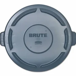 Rubbermaid Commercial BRUTE Self-Draining Flat Top Lids, 24.5" Diameter x 1.5h, Gray