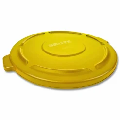 Rubbermaid Commercial BRUTE Self-Draining Flat Top Lids for 32 gal Round BRUTE Containers, 22.25" Diameter, Yellow