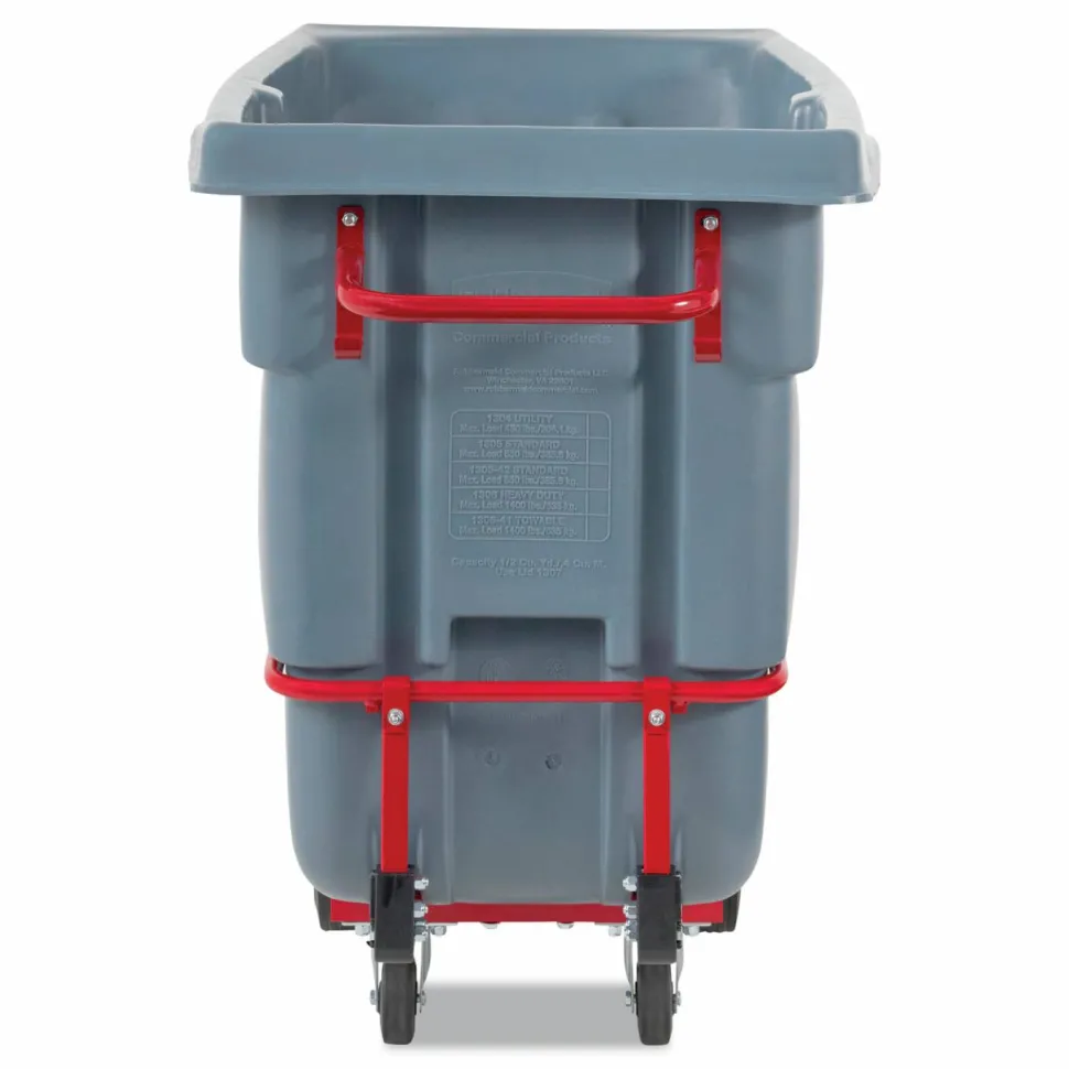 Rubbermaid Commercial BRUTE DURATILT Frame Tilt Truck, Standard Duty, 0.5 cu yd, 850 lb Capacity, Rotomolded Resin/Leakproof Polyethylene, Gray
