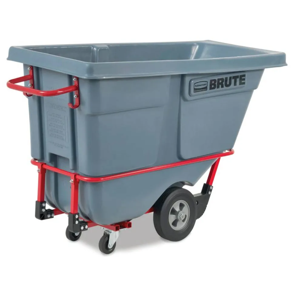 Rubbermaid Commercial BRUTE DURATILT Frame Tilt Truck, Standard Duty, 0.5 cu yd, 850 lb Capacity, Rotomolded Resin/Leakproof Polyethylene, Gray