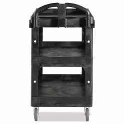 Rubbermaid Commercial BRUTE 3-Shelf Heavy-Duty Ergo Lipped Utility Cart, Resin, 3 Shelves, 600 lb Capacity, 25.24