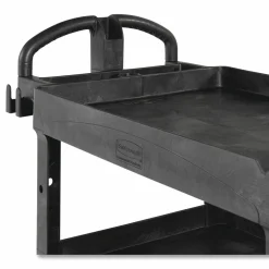 Rubbermaid Commercial BRUTE 3-Shelf Heavy-Duty Ergo Lipped Utility Cart, Resin, 3 Shelves, 600 lb Capacity, 25.24