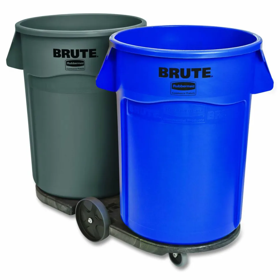 Rubbermaid Commercial BRUTE Tandem Dolly, Two-Container, 300 lb Capacity, 20.25w x 45d x 8h, Black