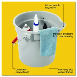 Rubbermaid Commercial BRUTE Round Utility Pail, 14 qt, Plastic, Gray, 12