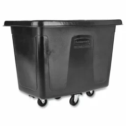 Rubbermaid Commercial Cube Truck, 59 gal, 300 lb Capacity, Plastic, Black