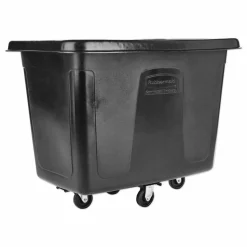 Rubbermaid Commercial Cube Truck, 12 cu ft, 400 lb Capacity, Medium-Density Polyethylene/Metal Frame, Black