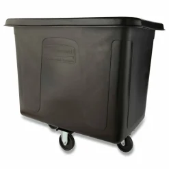Rubbermaid Commercial Cube Truck, 12 cu ft, 400 lb Capacity, Medium-Density Polyethylene/Metal Frame, Black