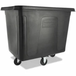 Rubbermaid Commercial Cube Truck, 119.7 gal, 500 lb Capacity, Plastic/Metal, Black