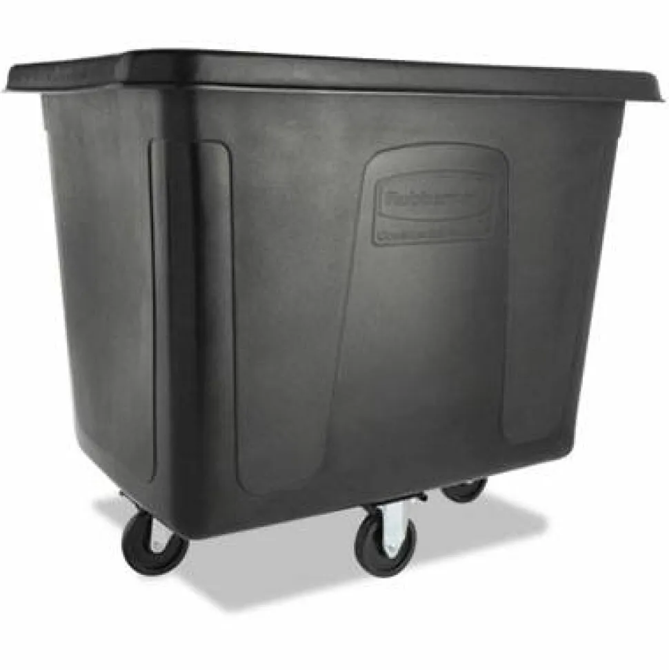 Rubbermaid Commercial Cube Truck, 119.7 gal, 500 lb Capacity, Plastic/Metal, Black