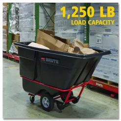 Rubbermaid Commercial 1 cu yd BRUTE Rotomolded Tilt Truck, 1,250 lb Capacity, Black