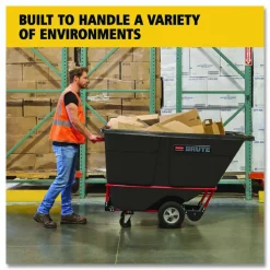 Rubbermaid Commercial 1 cu yd BRUTE Rotomolded Tilt Truck, 1,250 lb Capacity, Black
