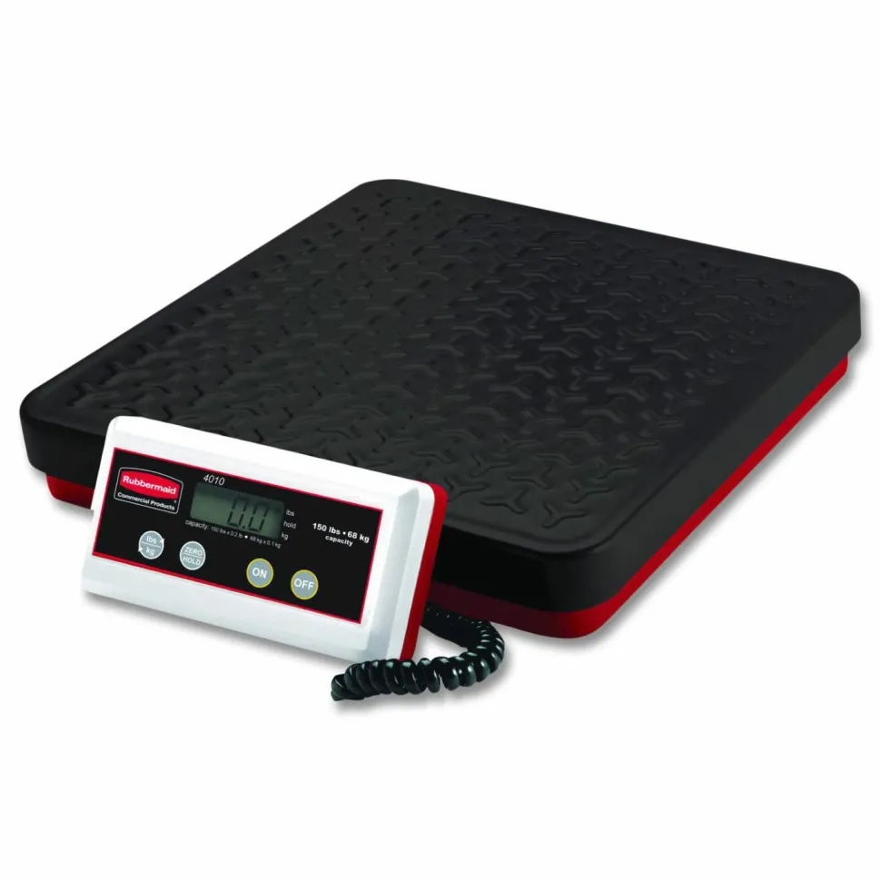 Rubbermaid Commercial Digital Receiving Scale, 150 lb Capacity, Black/Red