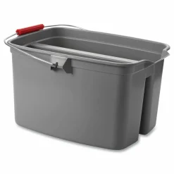 Rubbermaid Commercial Double Utility Pail, 19 qt, Plastic, Gray