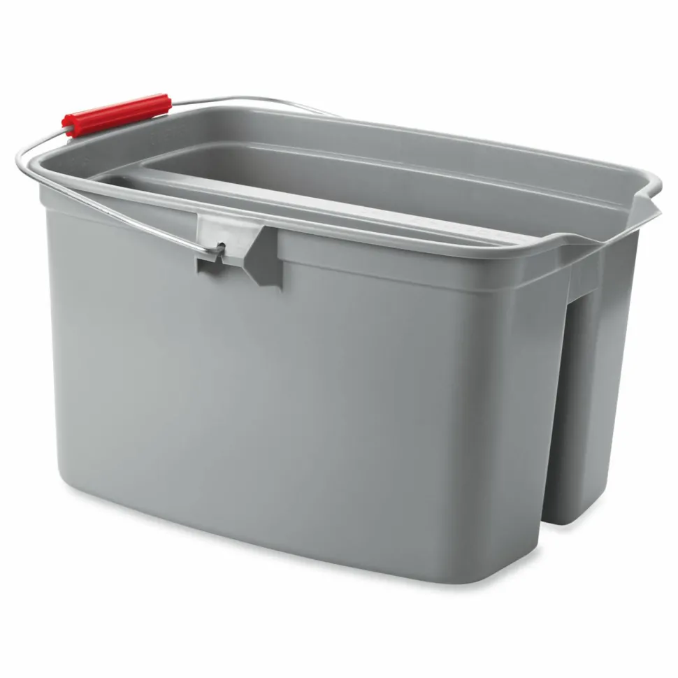 Rubbermaid Commercial Double Utility Pail, 17 qt, Plastic, Gray
