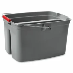 Rubbermaid Commercial Double Utility Pail, 17 qt, Plastic, Gray