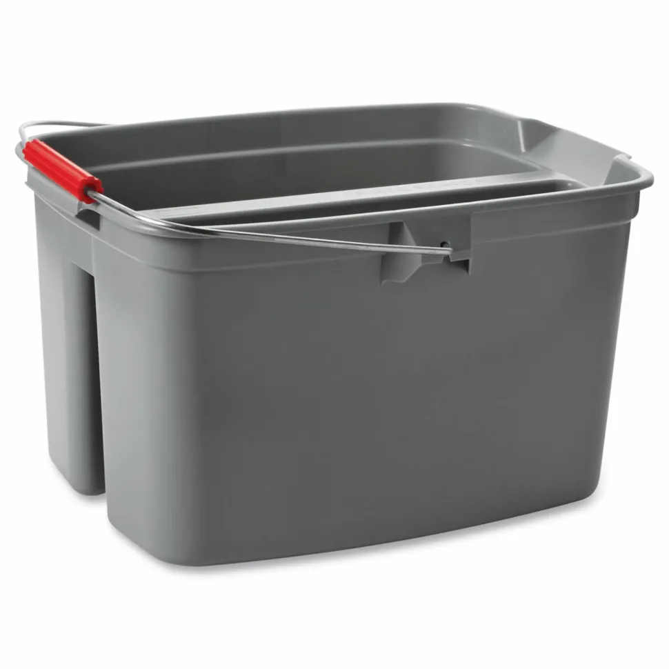 Rubbermaid Commercial Double Utility Pail, 17 qt, Plastic, Gray