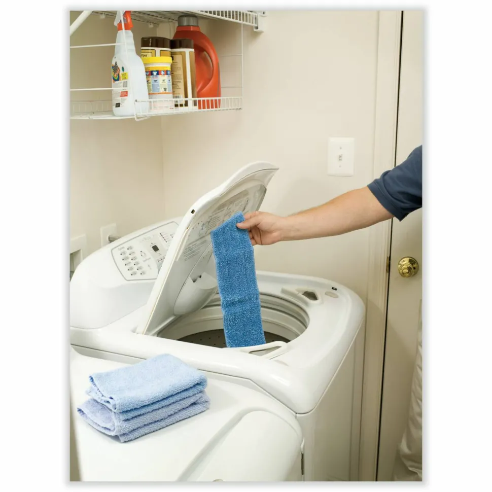 Rubbermaid Commercial Economy Wet Mopping Pad, Microfiber, 18", Blue, 12/Carton