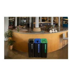 Rubbermaid Commercial Elevate Decorative Waste Can - 15 gal Capacity - Durable, Powder Coated, Smooth - 31.5"x12.8"- Metal - Pearl Dark Gray