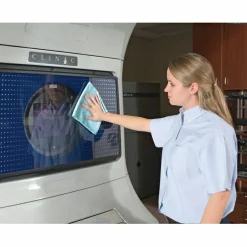 Rubbermaid Commercial Executive Series Hygen Cleaning Cloths, Glass Microfiber, 16 x 16, Blue, 12/Carton